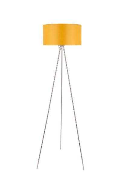 Lampada da terra moderna con treppiede e paralume giallo a tamburo