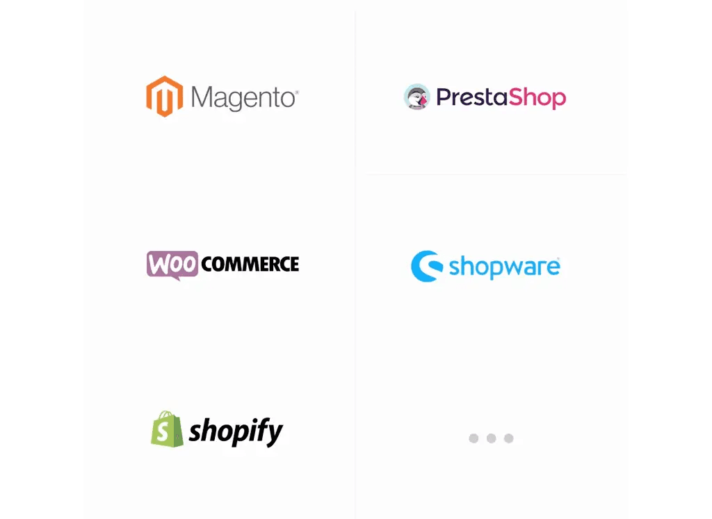 Loghi delle piattaforme e-commerce integrate