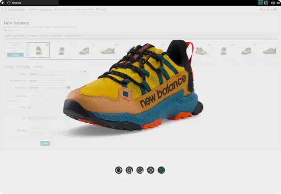 Visualizzazione di New Balance Trail Shoe nell'interfaccia di gestione Orbitvu