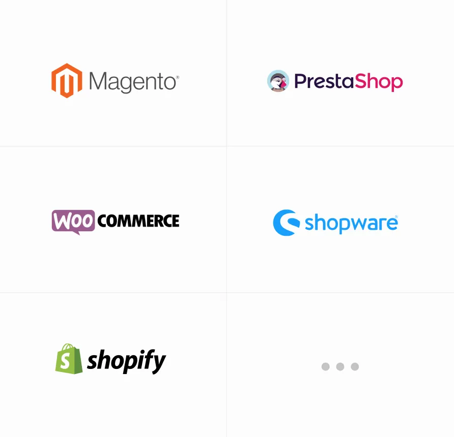 Loghi delle piattaforme e-commerce integrate