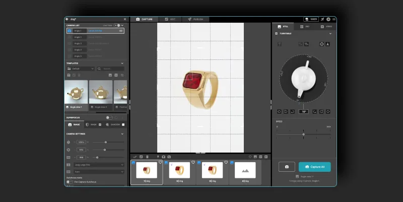 Acquisisci il tuo prodotto e apri uno Still Asset nell'Edit tab