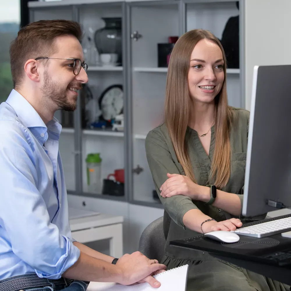 Due colleghi collaborano al computer